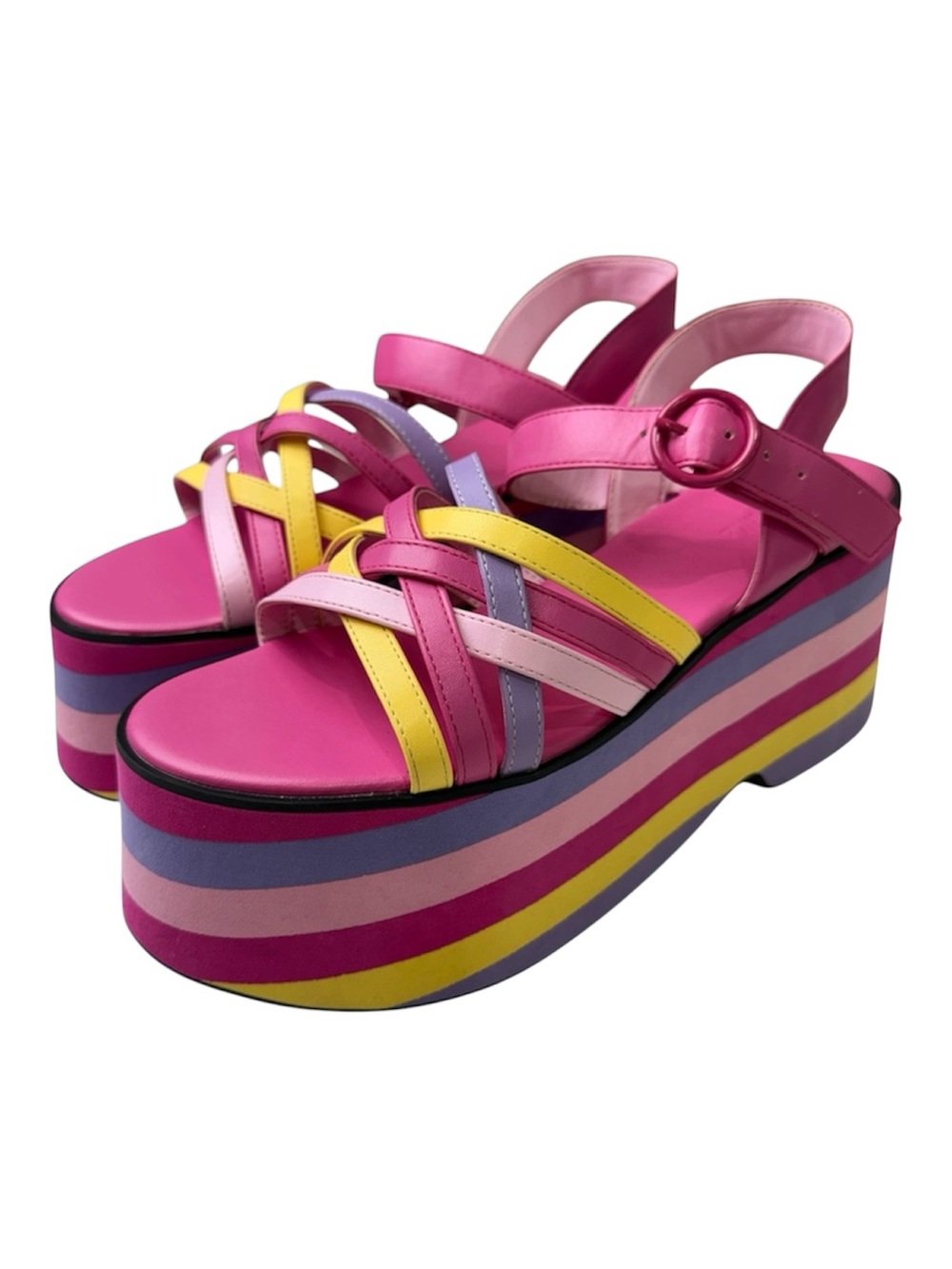 Sugar Thrillz Multi-Color Strappy Platform Sandals